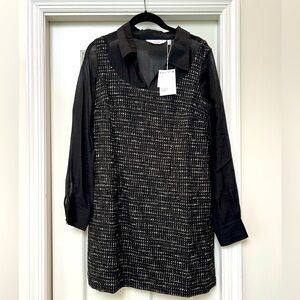 Tweed Jumper Dress with Black Blouse - NWT